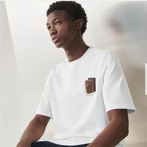 HERMES T SHIRT H LOGO WOOL POLO BLACK WHITE